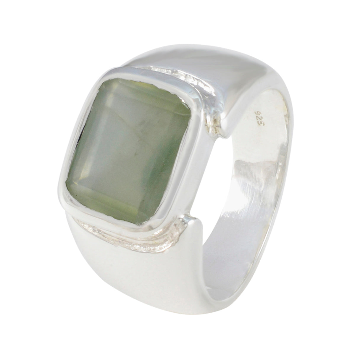 Prehnite Solitaire Egyptian Silver Green Gemstones Essential  Modern Ring Jewelry