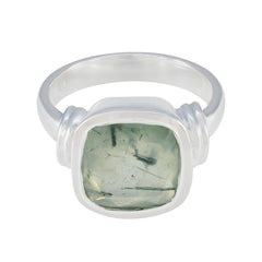 Prehnite Solitaire Russian 92.5 Silver Green Gems Eye catching Signet Ring Jewelry