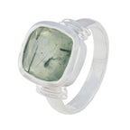 Prehnite Solitaire Russian 92.5 Silver Green Gems Eye catching Signet Ring Jewelry