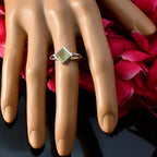 Prehnite Solitaire Korean Silver Green Gemstone Dainty Boho Ring Jewelry