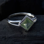 Prehnite Solitaire Korean Silver Green Gemstone Dainty Boho Ring Jewelry