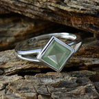 Prehnite Solitaire Korean Silver Green Gemstone Dainty Boho Ring Jewelry