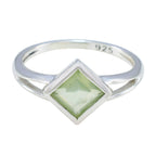 Prehnite Solitaire Korean Silver Green Gemstone Dainty Boho Ring Jewelry