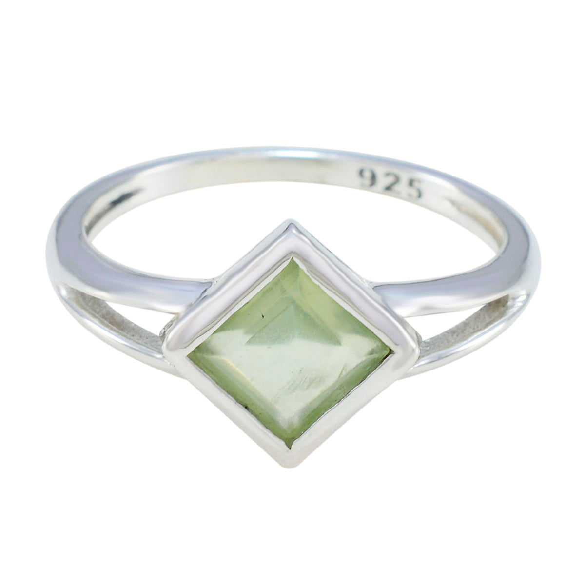 Prehnite Solitaire Korean Silver Green Gemstone Dainty Boho Ring Jewelry