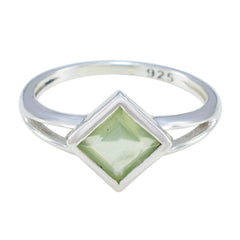 Prehnite Solitaire Korean Silver Green Gemstone Dainty Boho Ring Jewelry