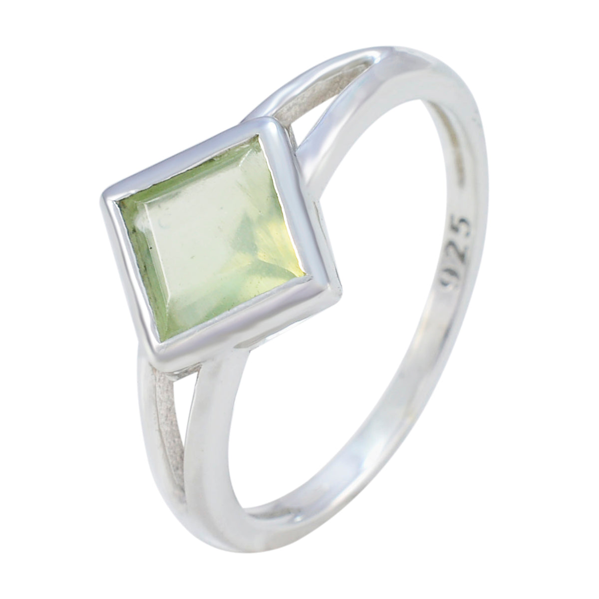 Prehnite Solitaire Korean Silver Green Gemstone Dainty Boho Ring Jewelry