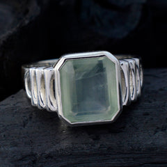 Prehnite Solitaire German 925 Silver Green Gems Mid weight Signet Ring Jewelry