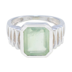 Prehnite Solitaire German 925 Silver Green Gems Mid weight Signet Ring Jewelry