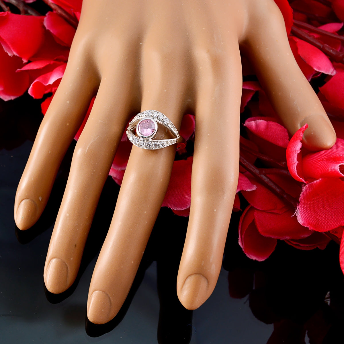 Tourmaline Halo German Sterling Silver multicolor Gemstone Featherlight Glamorous Ring Jewellery