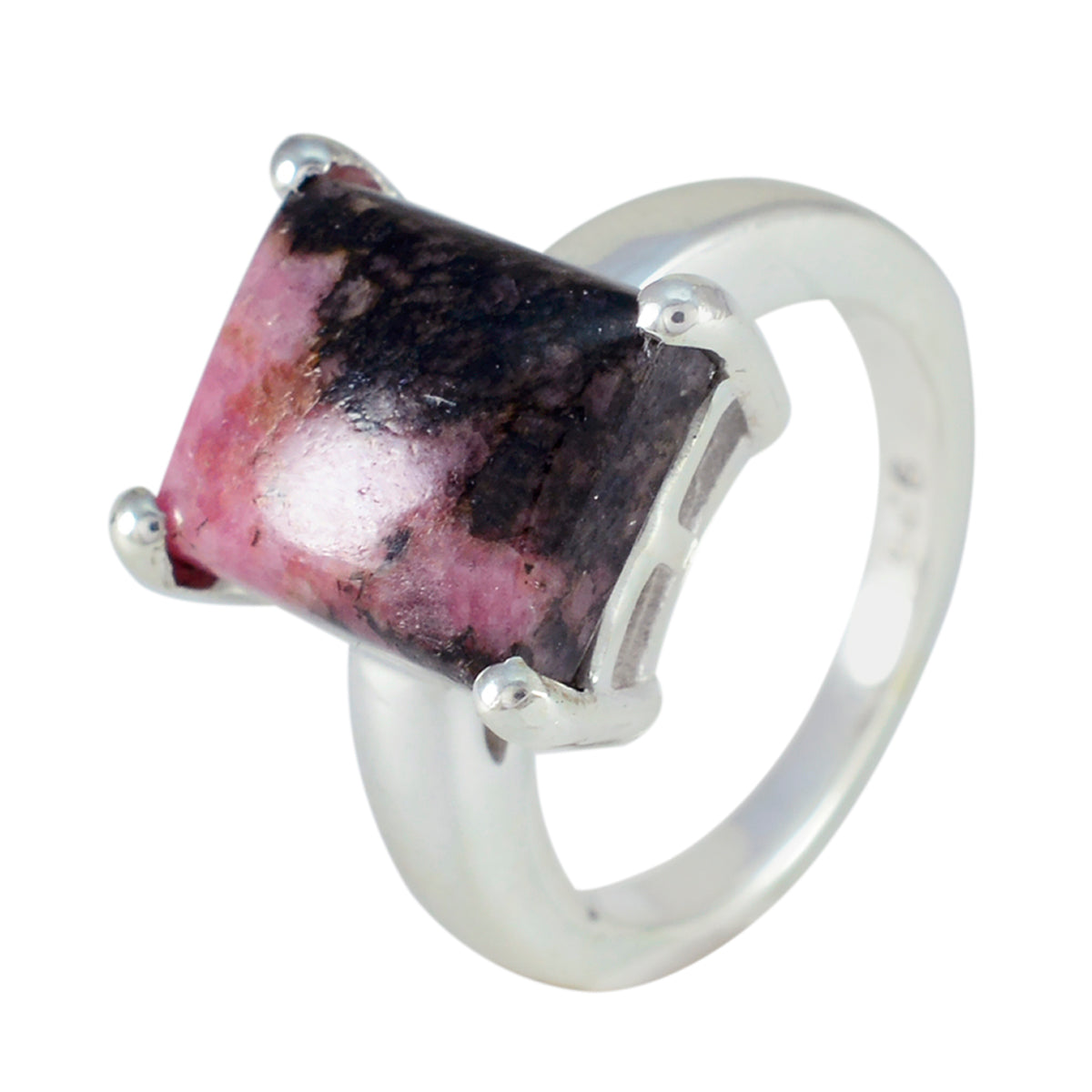 Anello romantico di medio peso con opale solitario marocchino in argento 92,5 e gemme rosa Immagine secondaria del prodotto