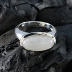 Rainbow Moonstone Solitaire Russian 925 Sterling Silver White Gemstone Eye catching Love Ring Jewellery