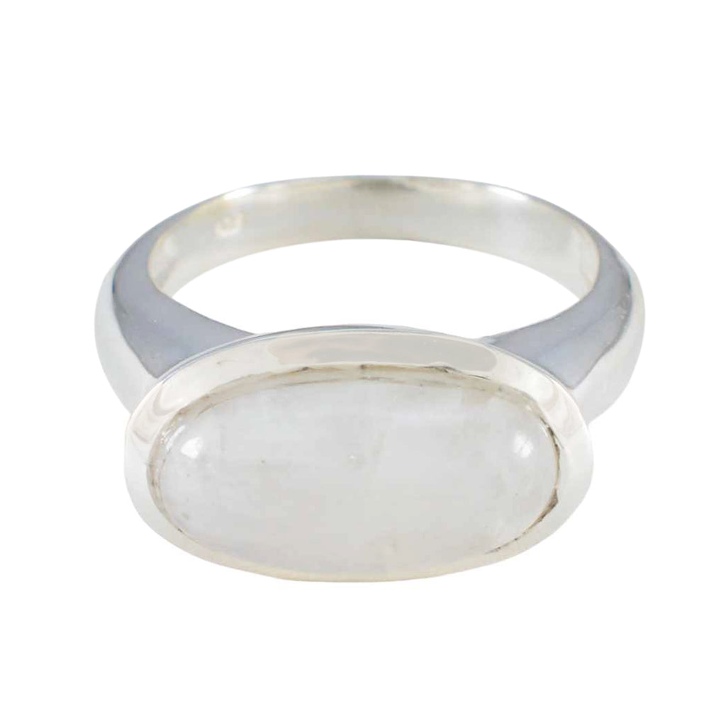 Rainbow Moonstone Solitaire Russian 925 Sterling Silver White Gemstone Eye catching Love Ring Jewellery