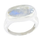 Rainbow Moonstone Solitaire Russian 925 Sterling Silver White Gemstone Eye catching Love Ring Jewellery