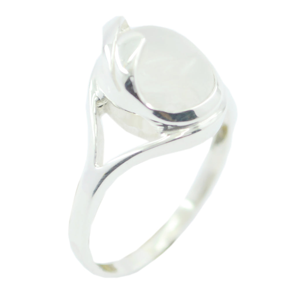 Rainbow Moonstone Solitaire German 92.5 Silver White Gems Tiny Modern Ring Jewelry