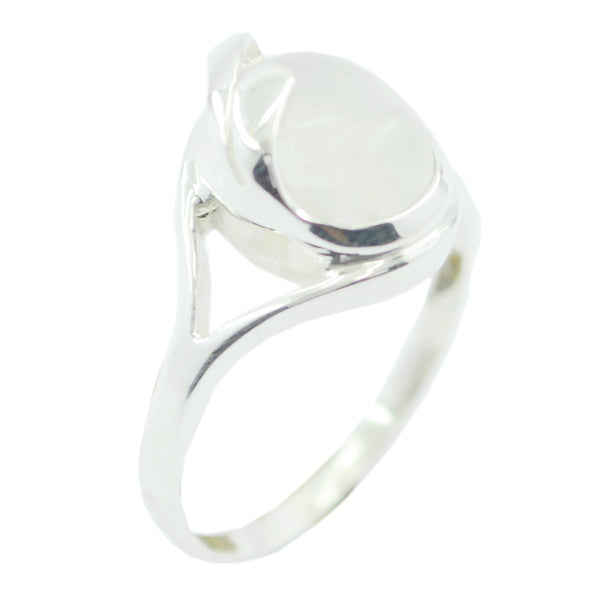 Rainbow Moonstone Solitaire German 92.5 Silver White Gems Tiny Modern Ring Jewelry