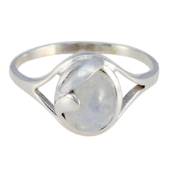 Rainbow Moonstone Solitaire German 92.5 Silver White Gems Tiny Modern Ring Jewelry