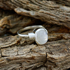 Rainbow Moonstone Solitaire Russian Sterling Silver White Gemstones Classic  Feminine Ring Jewellery