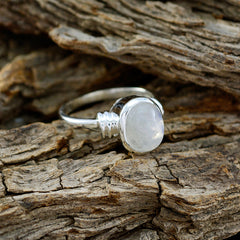 Rainbow Moonstone Solitaire Russian Sterling Silver White Gemstones Classic  Feminine Ring Jewellery