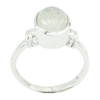 Rainbow Moonstone Solitaire Russian Sterling Silver White Gemstones Classic  Feminine Ring Jewellery