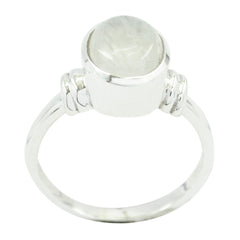 Rainbow Moonstone Solitaire Russian Sterling Silver White Gemstones Classic  Feminine Ring Jewellery