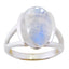Rainbow Moonstone Solitaire Egyptian 925 Silver White Gems Mid weight Feminine Ring Jewellery