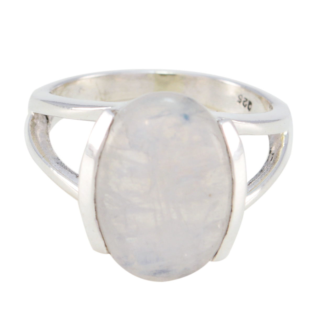 Rainbow Moonstone Solitaire Egyptian 925 Silver White Gems Mid weight Feminine Ring Jewellery