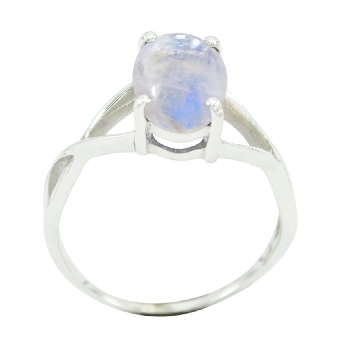 Rainbow Moonstone Solitaire Japanese Silver White Gems Delicate Romantic Ring Jewellery Immagine principale del prodotto