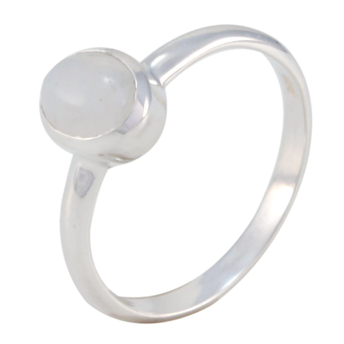 Rainbow Moonstone Solitaire Korean Sterling Silver White Gemstone Delicate Feminine Ring Jewellery