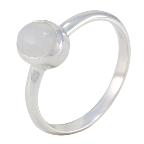 Rainbow Moonstone Solitaire Korean Sterling Silver White Gemstone Delicate Feminine Ring Jewellery