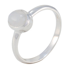 Rainbow Moonstone Solitaire Korean Sterling Silver White Gemstone Delicate Feminine Ring Jewellery
