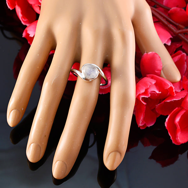 Rainbow Moonstone Solitaire African 92.5 Silver White Gemstone Featherlight Heritage Ring Jewellery