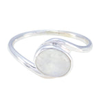 Rainbow Moonstone Solitaire African 92.5 Silver White Gemstone Featherlight Heritage Ring Jewellery