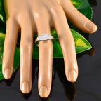 Rainbow Moonstone Solitaire Turkish 925 Sterling Silver White Gems Whisper thin Trendy Ring Jewellery