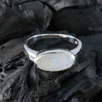 Rainbow Moonstone Solitaire Turkish 925 Sterling Silver White Gems Whisper thin Trendy Ring Jewellery