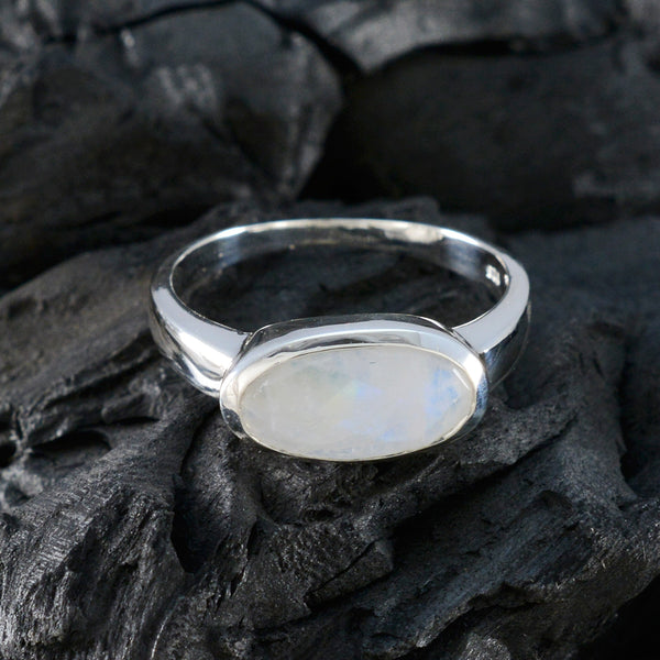 Rainbow Moonstone Solitaire Turkish 925 Sterling Silver White Gems Whisper thin Trendy Ring Jewellery