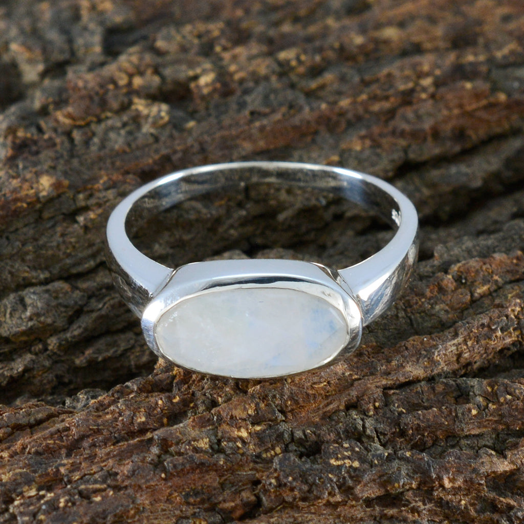 Rainbow Moonstone Solitaire Turkish 925 Sterling Silver White Gems Whisper thin Trendy Ring Jewellery