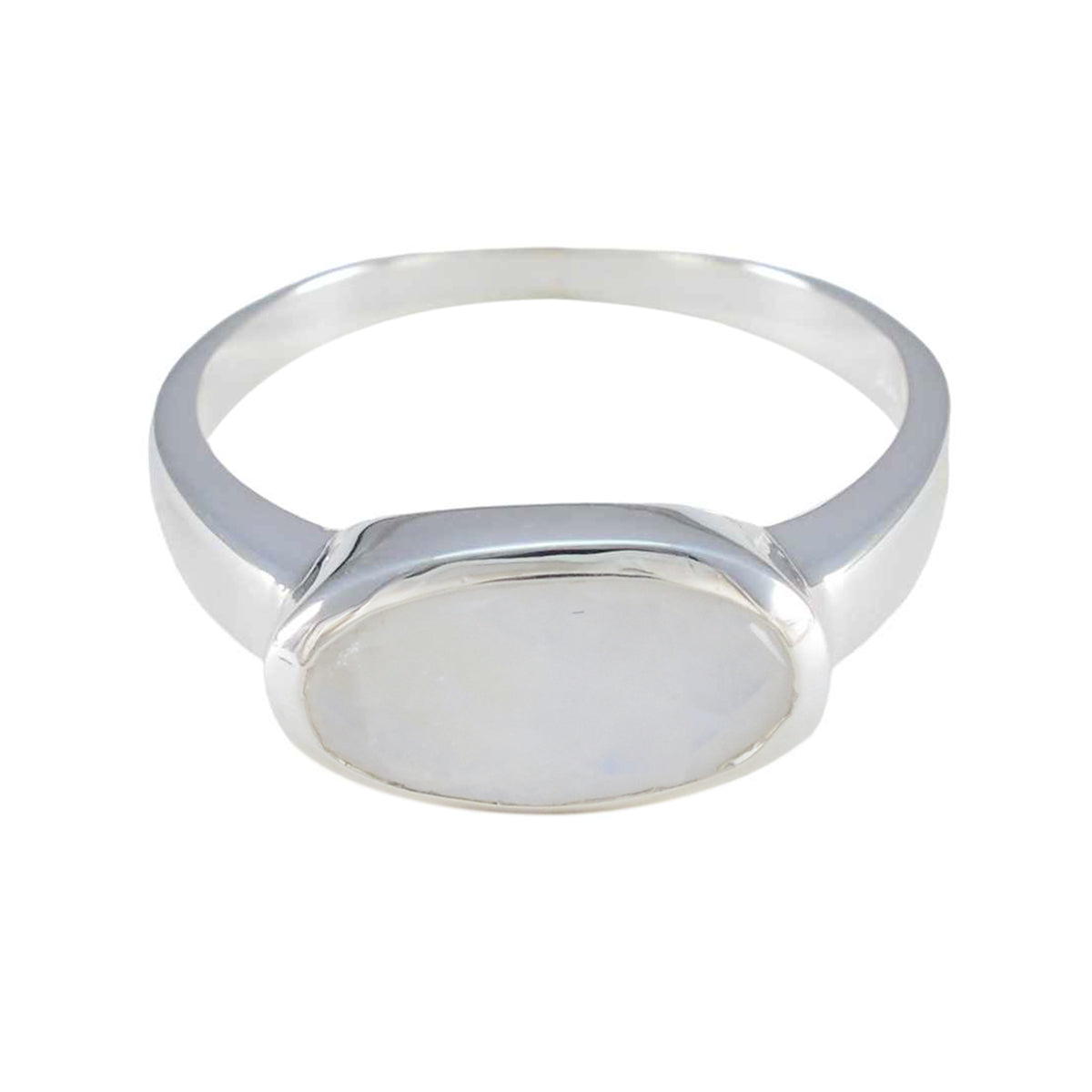 Rainbow Moonstone Solitaire Turkish 925 Sterling Silver White Gems Whisper thin Trendy Ring Jewellery