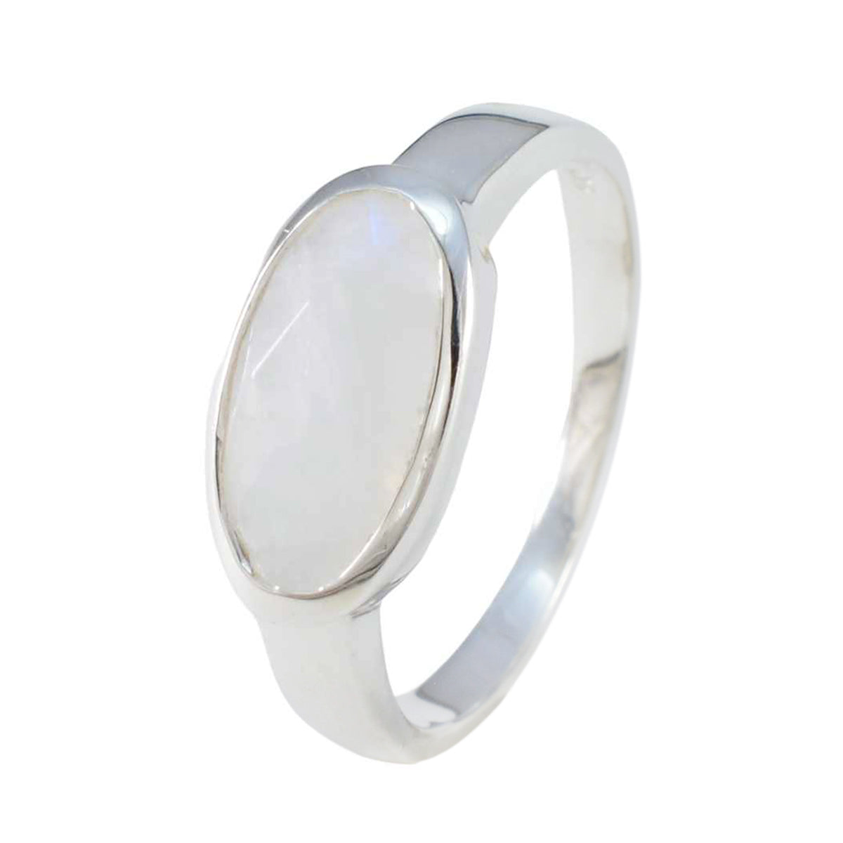 Rainbow Moonstone Solitaire Turkish 925 Sterling Silver White Gems Whisper thin Trendy Ring Jewellery