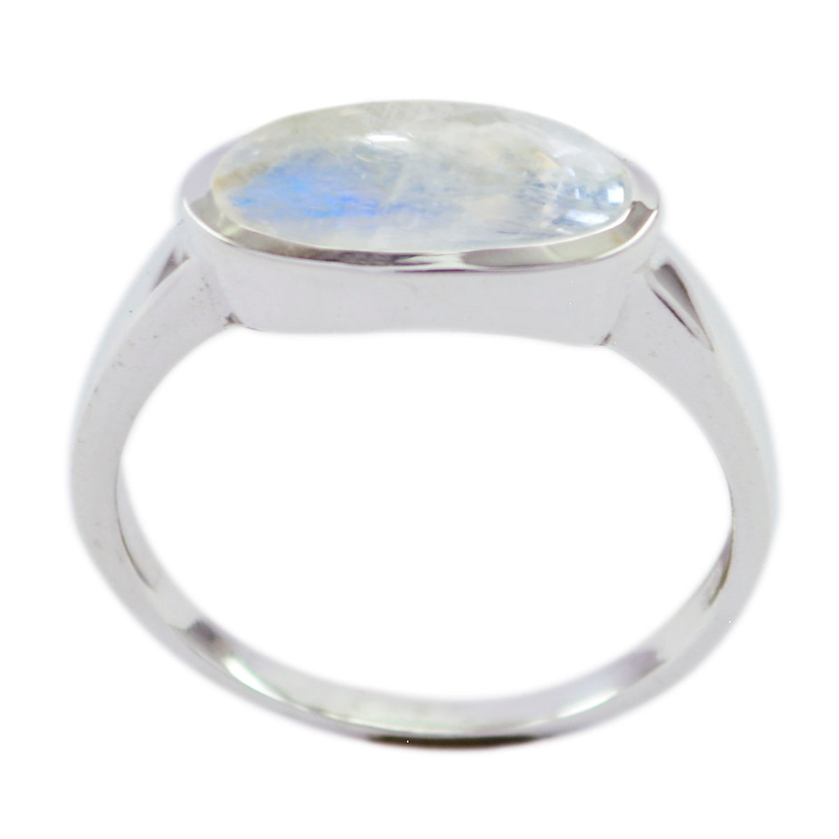 Rainbow Moonstone Solitaire Turkish 925 Sterling Silver White Gems Whisper thin Trendy Ring Jewellery