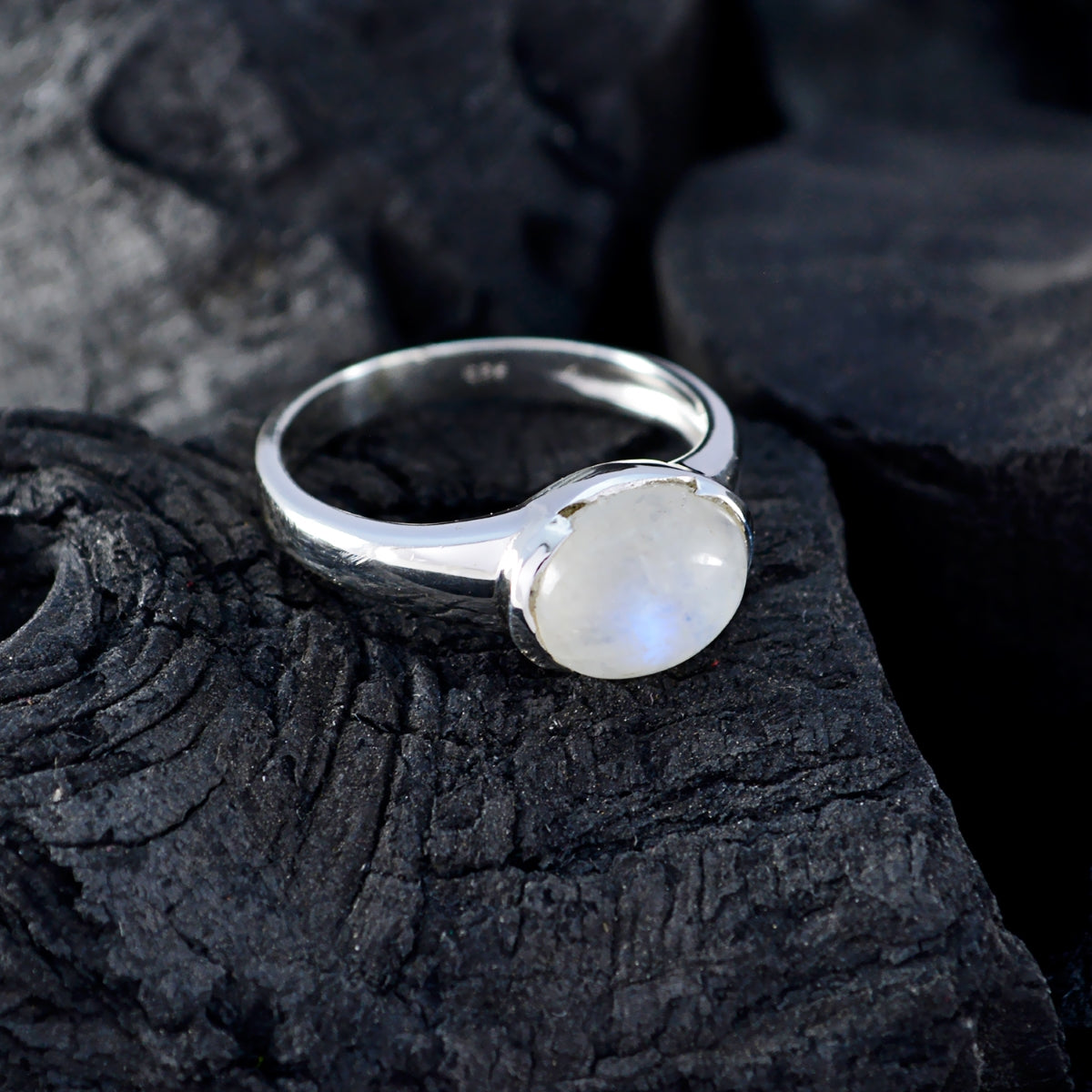 Rainbow Moonstone Solitaire American 925 Silver White Gemstones Delicate Fairytale Ring Jewellery