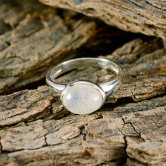 Rainbow Moonstone Solitaire American 925 Silver White Gemstones Delicate Fairytale Ring Jewellery
