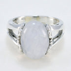 Rainbow Moonstone Solitaire German 925 Silver White Gems Minimal Abstract Ring Jewellery