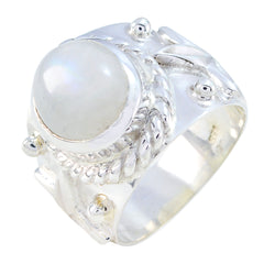 Rainbow Moonstone Solitaire French Sterling Silver White Gems Essential  Abstract Ring Jewellery