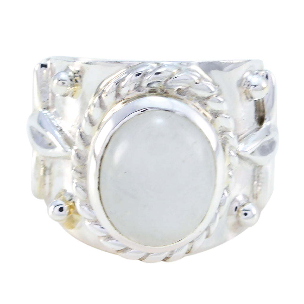 Rainbow Moonstone Solitaire French Sterling Silver White Gems Essential  Abstract Ring Jewellery