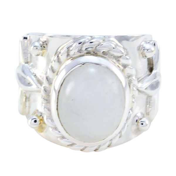 Rainbow Moonstone Solitaire French Sterling Silver White Gems Essential  Abstract Ring Jewellery