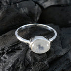 Rainbow Moonstone Solitaire American 92.5 Silver White Gems Dainty Trendy Ring Jewelry