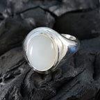 Rainbow Moonstone Solitaire Egyptian Silver White Gems Classic Glamorous Ring Jewellery