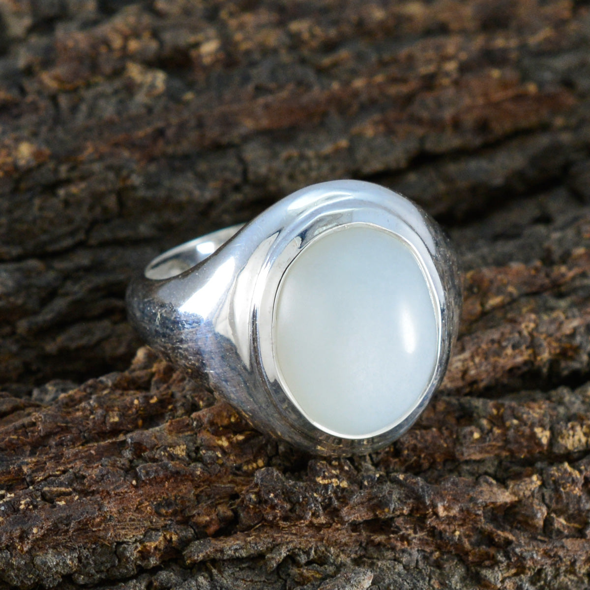Rainbow Moonstone Solitaire Egyptian Silver White Gems Classic Glamorous Ring Jewellery