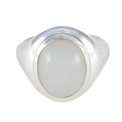 Rainbow Moonstone Solitaire Egyptian Silver White Gems Classic Glamorous Ring Jewellery