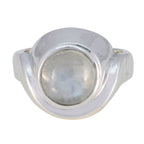 Rainbow Moonstone Solitaire Russian Sterling Silver White Gemstones Mid weight Glamorous Ring Jewellery